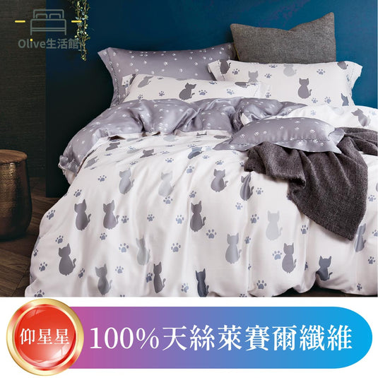 頂級100%認證天絲兩用被床包組-仰星星