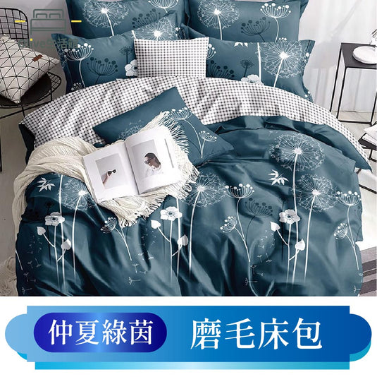 韓版柔絲絨枕套床包-仲夏綠茵