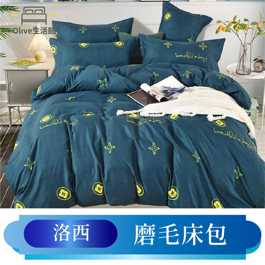 韓版柔絲絨枕套床包-洛西
